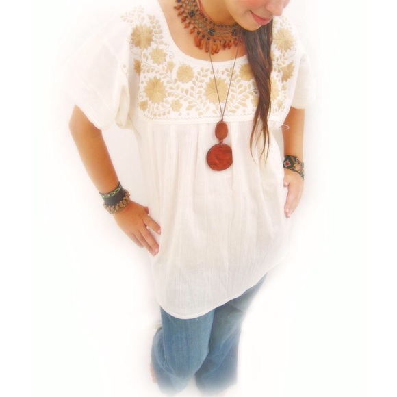 Mexican hippie bohemian blouse oaxacan vintage 70 - Picture 1 of 1